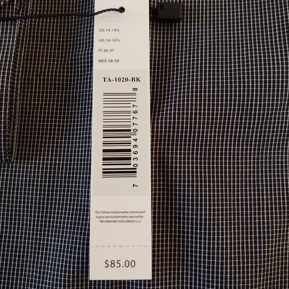 TAHARI SLIM FIT STRETCH NON-IRON MEN LONG SLEEVE DRESS SHIRT - 14-14.5 (32/33) - Picture 7 of 8